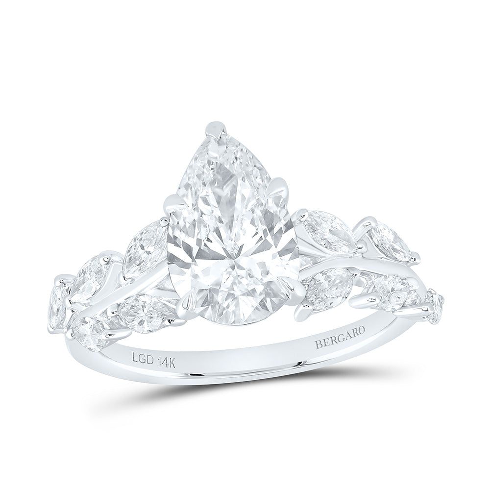 14K Yellow Or White Gold 2 3/4 Cttw Lab Grown Diamond 2 Cttw Center Pear Engagement Ring