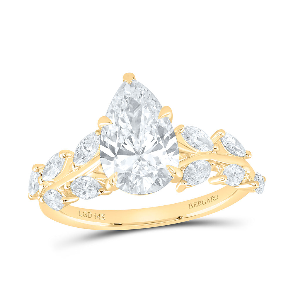 14K Yellow Or White Gold 2 3/4 Cttw Lab Grown Diamond 2 Cttw Center Pear Engagement Ring