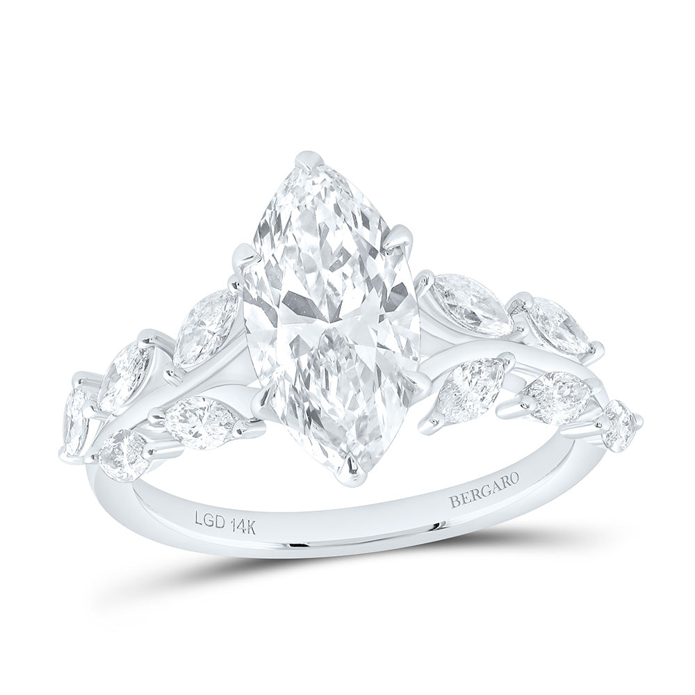 14K Yellow Or White Gold 2 3/4 Cttw Lab Grown Diamond 2 Cttw Center Marquise Engagement Ring