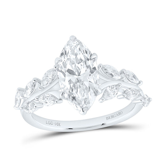 14K Yellow Or White Gold 2 3/4 Cttw Lab Grown Diamond 2 Cttw Center Marquise Engagement Ring