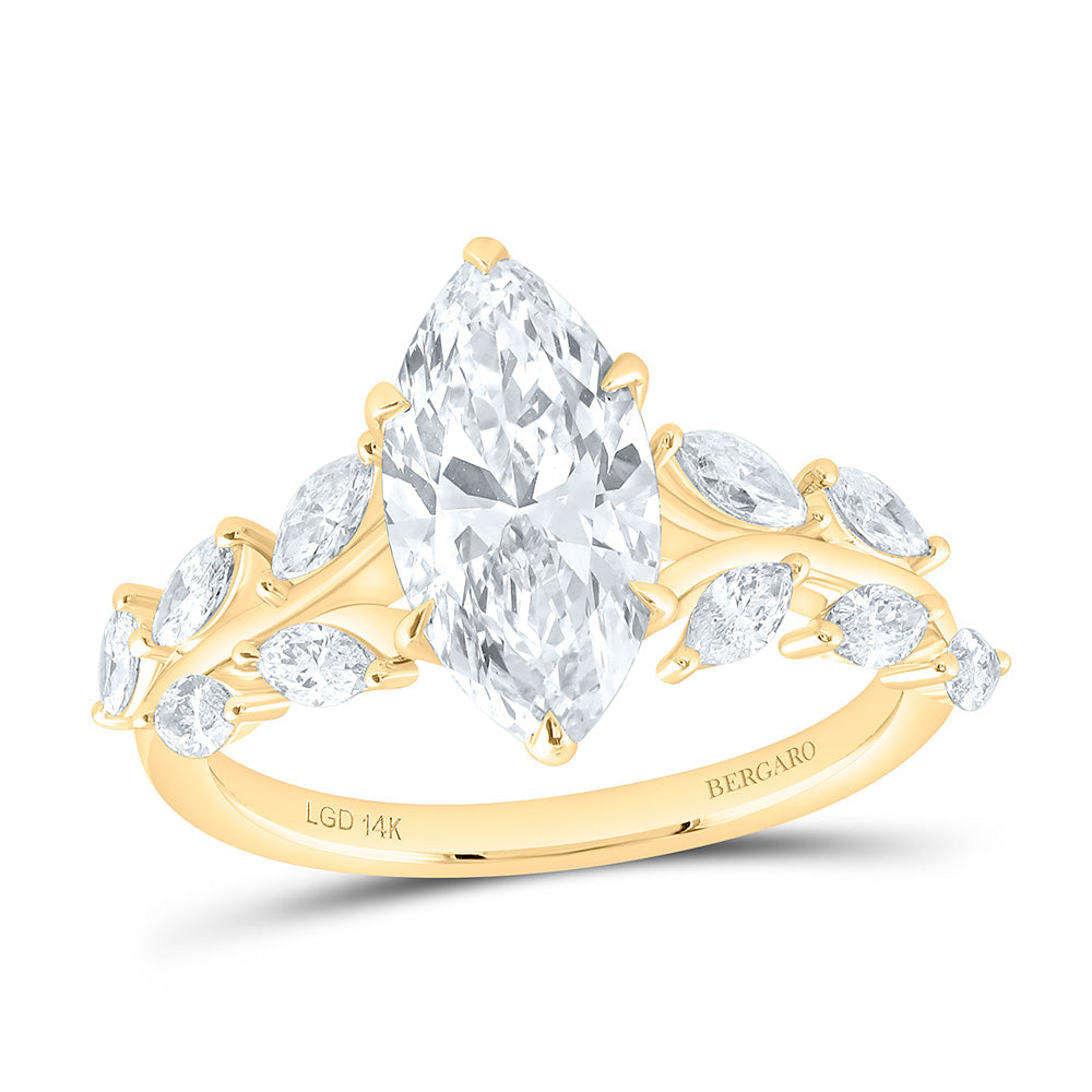 14K Yellow Or White Gold 2 3/4 Cttw Lab Grown Diamond 2 Cttw Center Marquise Engagement Ring