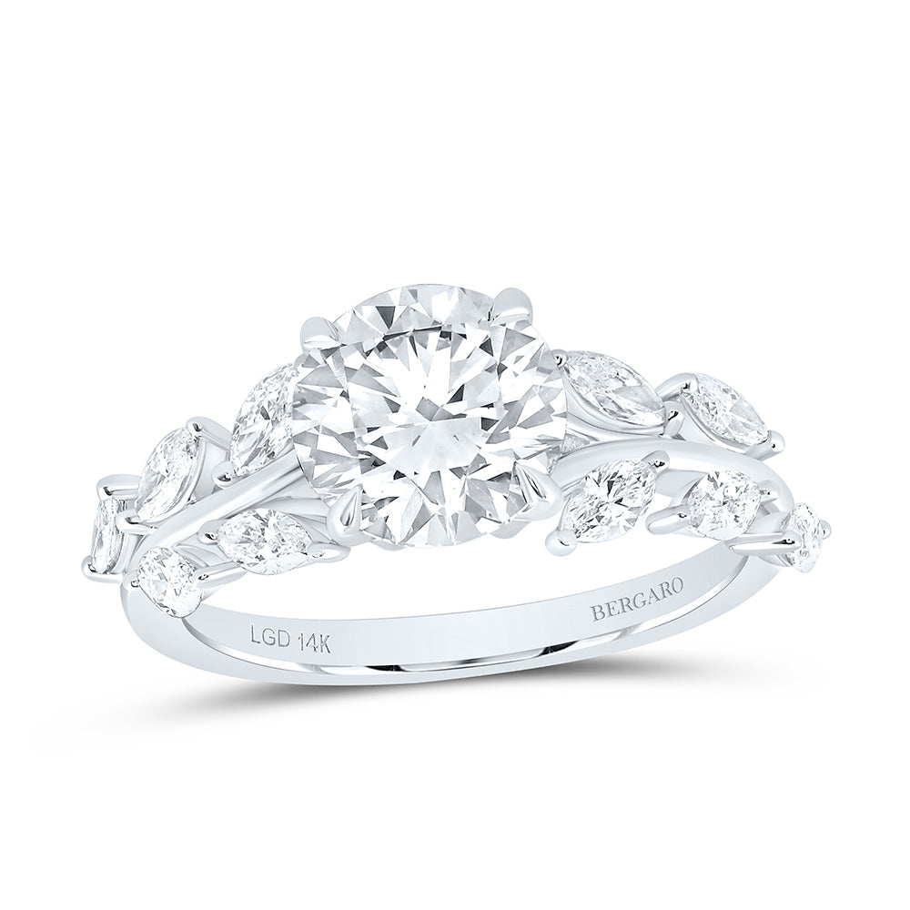 14K Yellow Or White Gold 2 3/4 Cttw Lab Grown Diamond 2 Cttw Center Round Engagement Ring