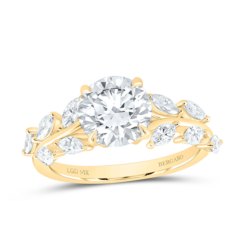 14K Yellow Or White Gold 2 3/4 Cttw Lab Grown Diamond 2 Cttw Center Round Engagement Ring