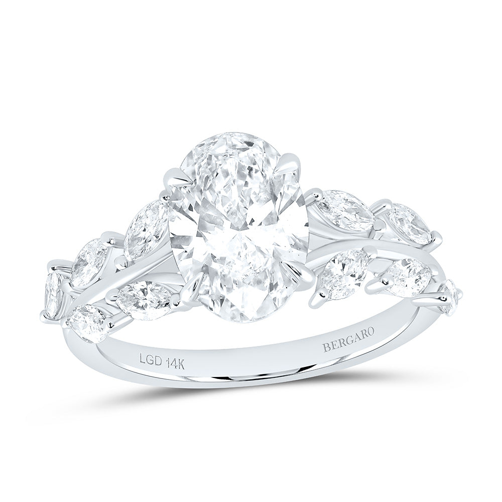 14K Yellow Or White Gold 2 5/8 Cttw Lab Grown Diamond 2 Cttw Center Oval Engagement Ring