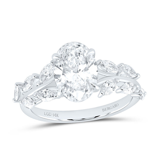 14K Yellow Or White Gold 2 5/8 Cttw Lab Grown Diamond 2 Cttw Center Oval Engagement Ring