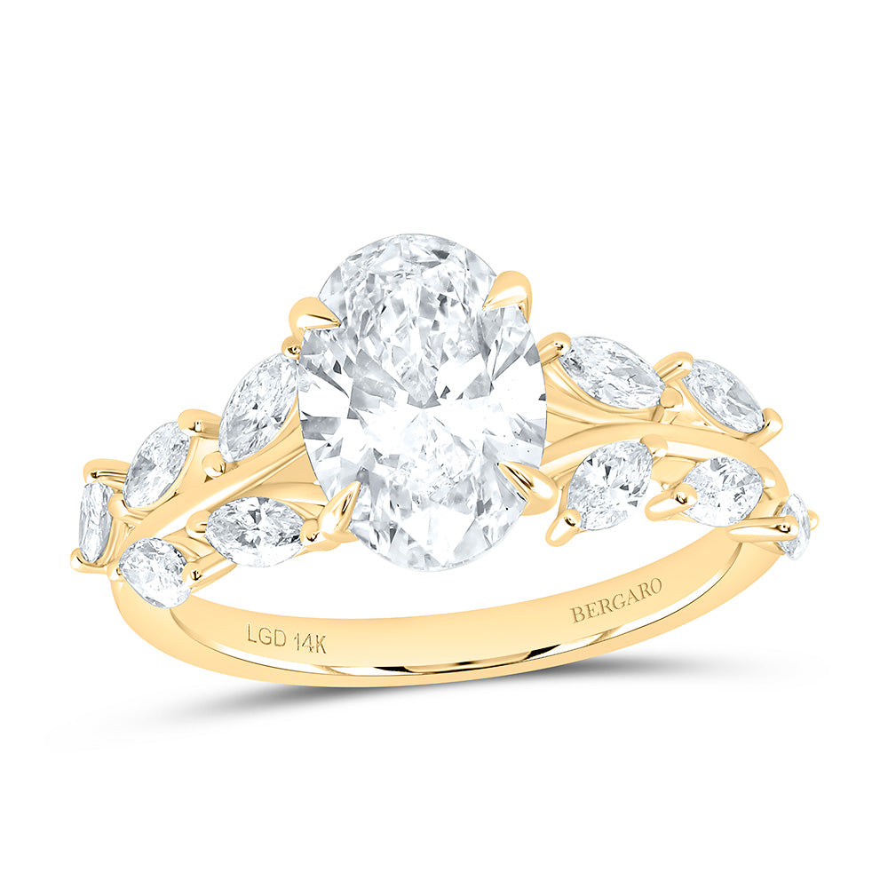 14K Yellow Or White Gold 2 5/8 Cttw Lab Grown Diamond 2 Cttw Center Oval Engagement Ring