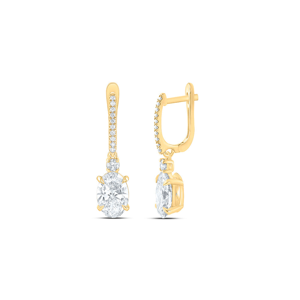 14K Yellow Or White Gold 4 1/2 Cttw Lab Grown Diamond Fashion Oval Dangling Earring