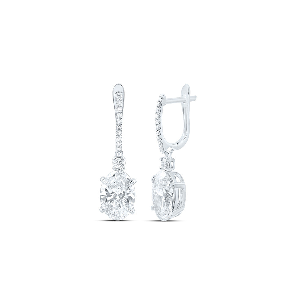14K Yellow Or White Gold 6 3/8 Cttw Lab Grown Diamond Fashion Oval Dangling Earring