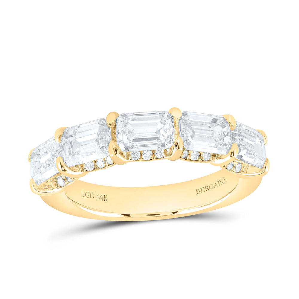 14K Yellow Or White Gold 3 1/4 Cttw Lab Grown Diamond Fashion Emerald Band