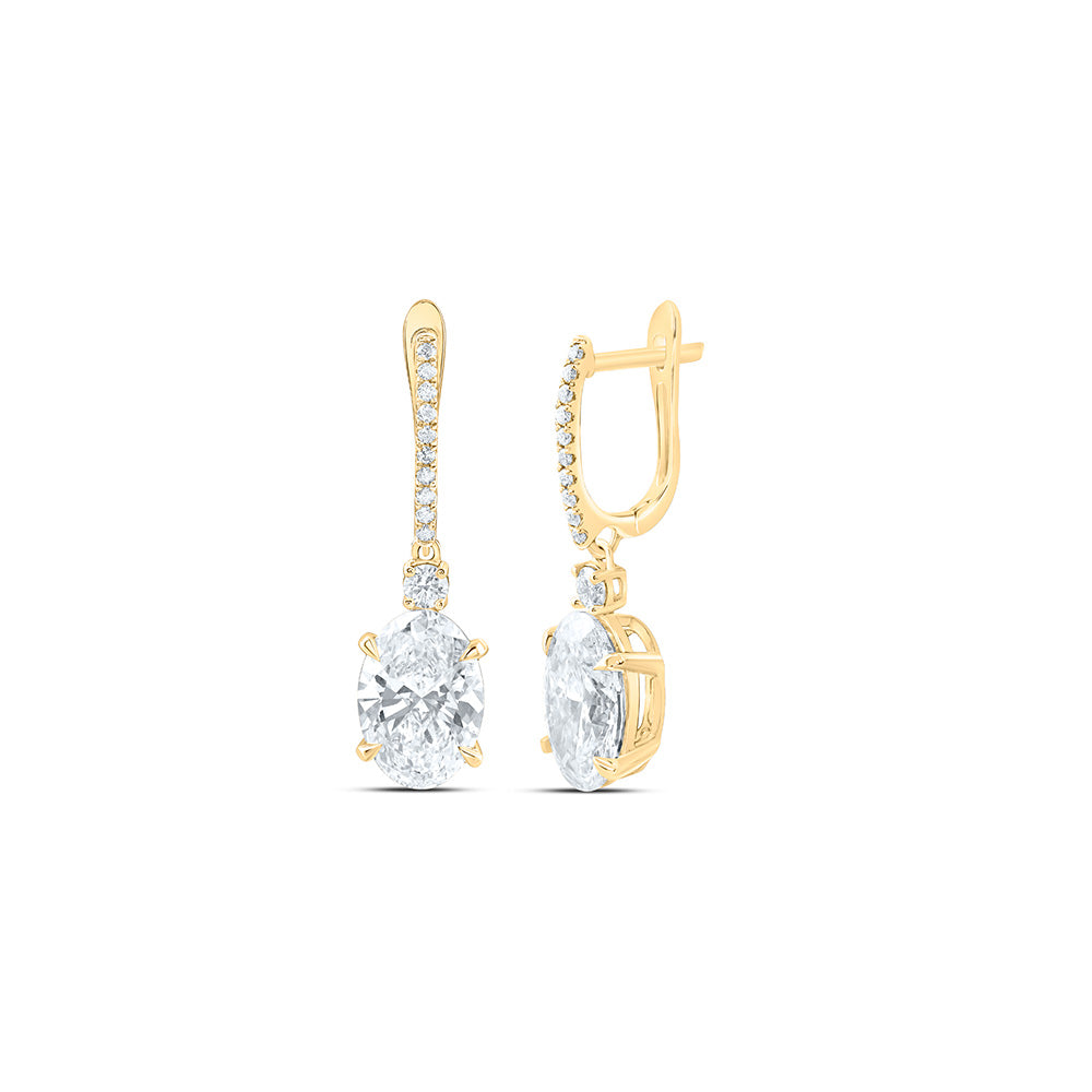 14K Yellow Or White Gold 6 3/8 Cttw Lab Grown Diamond Fashion Oval Dangling Earring