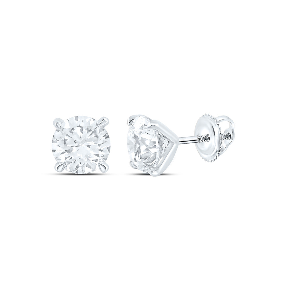 14K Yellow Or White Gold 2 Cttw Lab Grown Diamond Fashion Round Earring