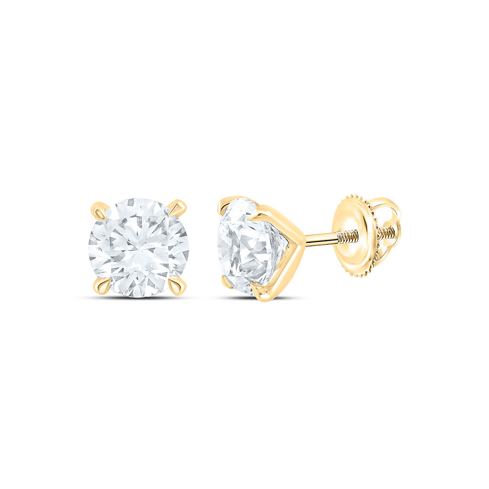14K Yellow Or White Gold 2 Cttw Lab Grown Diamond Fashion Round Earring