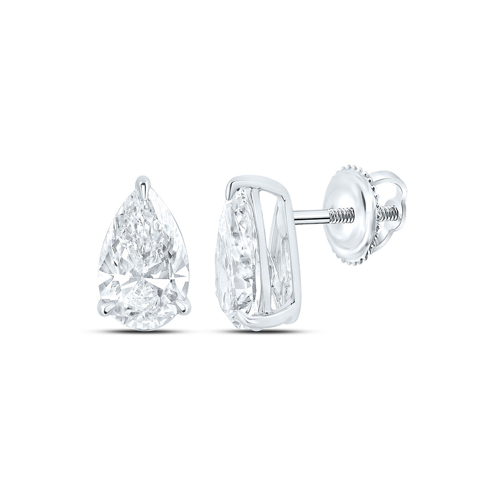 14K Yellow Or White Gold 1 1/2 Cttw Lab Grown Diamond Solitaire Pear Earring
