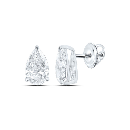 14K Yellow Or White Gold 1 1/2 Cttw Lab Grown Diamond Solitaire Pear Earring