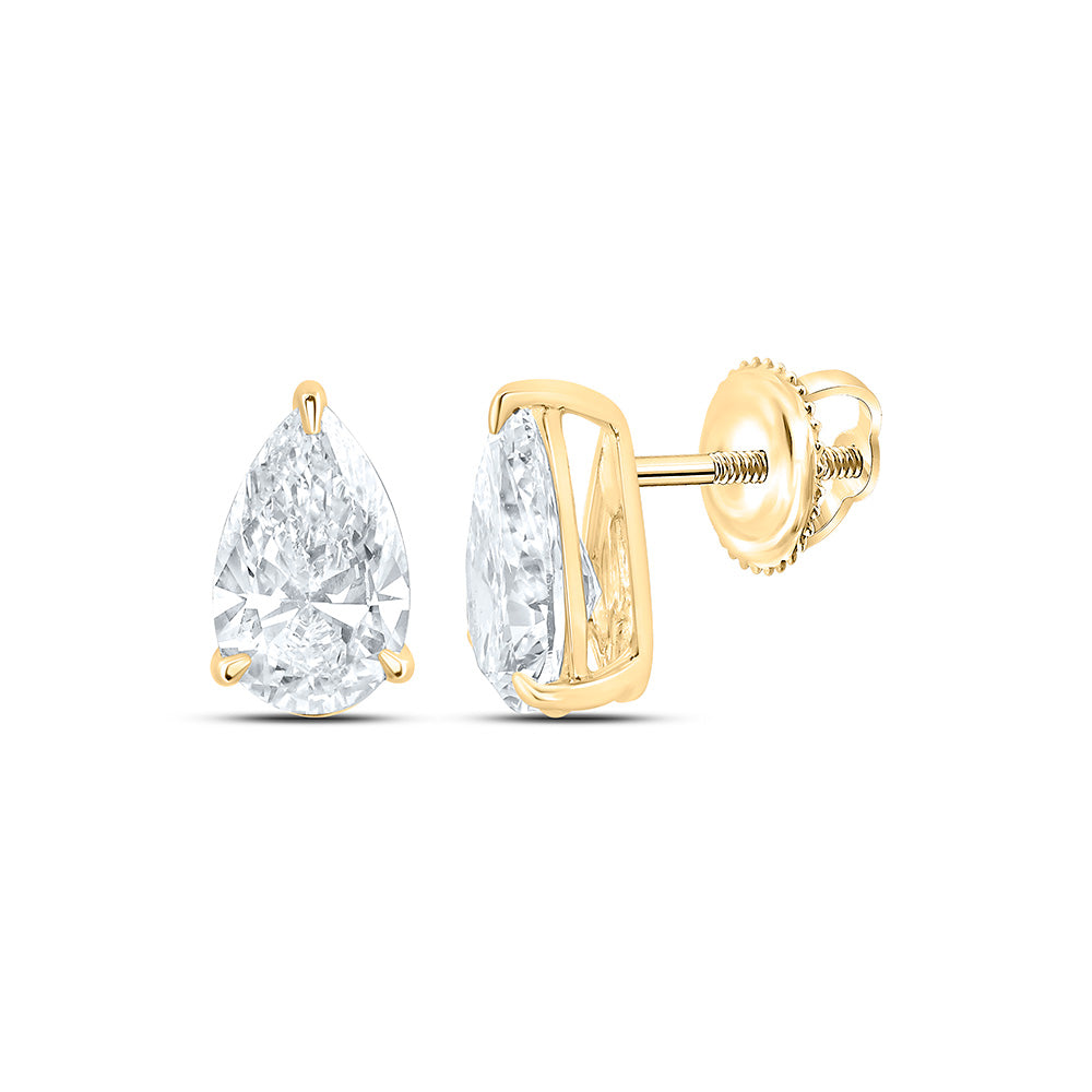 14K Yellow Or White Gold 1 1/2 Cttw Lab Grown Diamond Solitaire Pear Earring