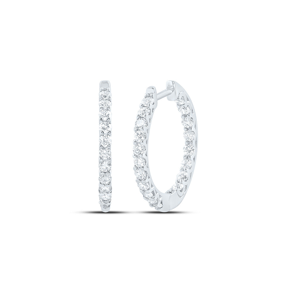 14K Yellow Or White Gold 1 Cttw Lab Grown Diamond Fashion Hoop Earring