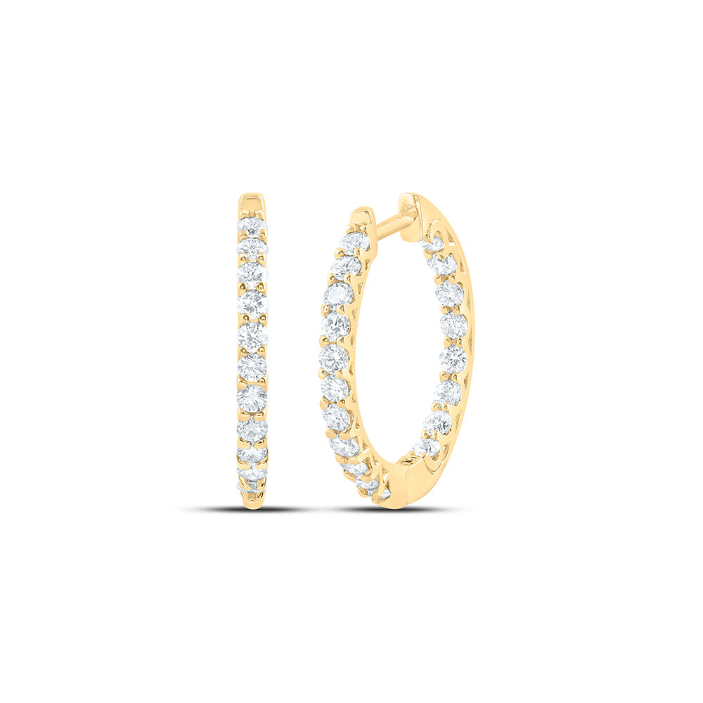 14K Yellow Or White Gold 1 Cttw Lab Grown Diamond Fashion Hoop Earring