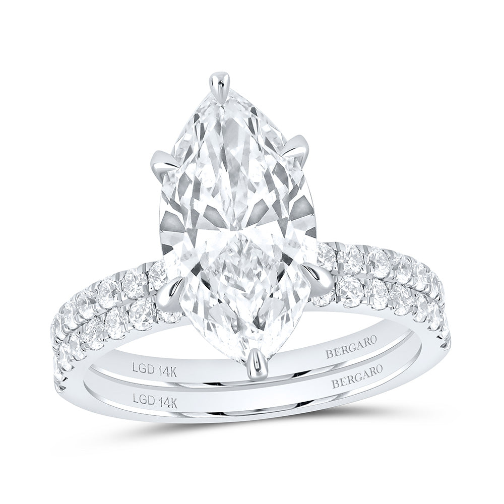 14K Yellow Or White Gold 3 3/4 Cttw Lab Grown Diamond 3 Cttw Center Marquise Bridal Set