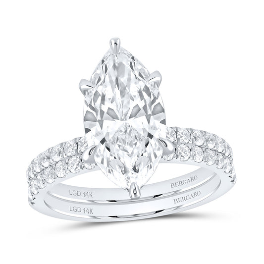 14K Yellow Or White Gold 3 3/4 Cttw Lab Grown Diamond 3 Cttw Center Marquise Bridal Set