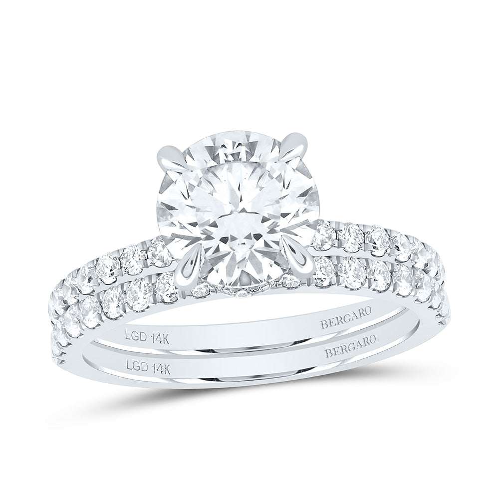 14K Yellow Or White Gold 2 3/4 Cttw Lab Grown Diamond 2 Cttw Center Round Bridal Set