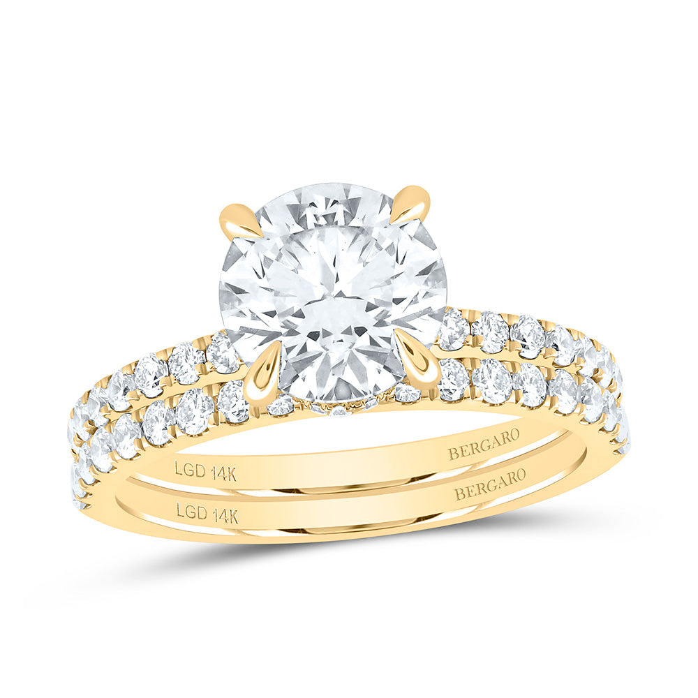 14K Yellow Or White Gold 2 3/4 Cttw Lab Grown Diamond 2 Cttw Center Round Bridal Set
