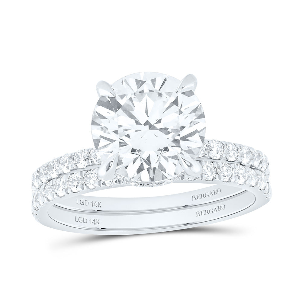 14K Yellow Or White Gold 3 3/4 Cttw Lab Grown Diamond 3 Cttw Center Round Bridal Set