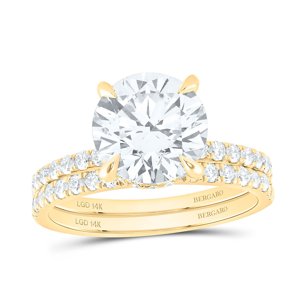 14K Yellow Or White Gold 3 3/4 Cttw Lab Grown Diamond 3 Cttw Center Round Bridal Set