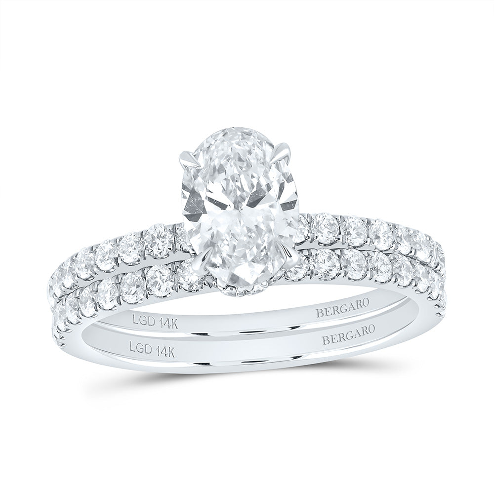 14K Yellow Or White Gold 1 3/4 Cttw Lab Grown Diamond 1 Cttw Center Oval Bridal Set