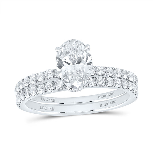 14K Yellow Or White Gold 1 3/4 Cttw Lab Grown Diamond 1 Cttw Center Oval Bridal Set