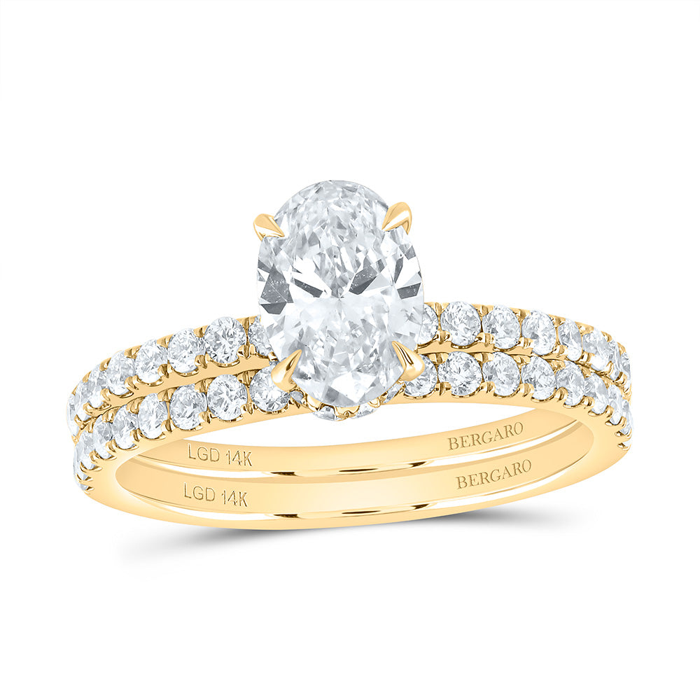 14K Yellow Or White Gold 1 3/4 Cttw Lab Grown Diamond 1 Cttw Center Oval Bridal Set
