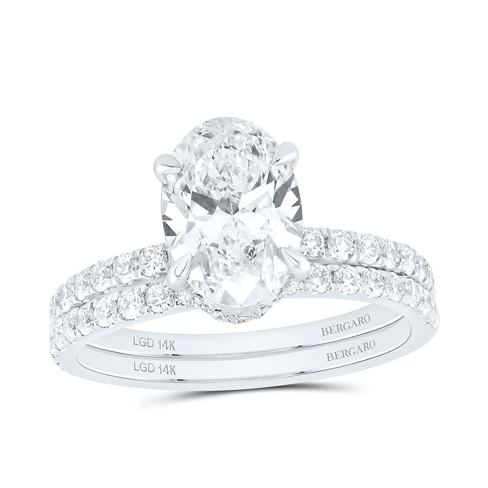 14K Yellow Or White Gold 2 7/8 Cttw Lab Grown Diamond 2 Cttw Center Oval Bridal Set