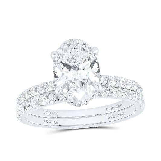 14K Yellow Or White Gold 2 7/8 Cttw Lab Grown Diamond 2 Cttw Center Oval Bridal Set