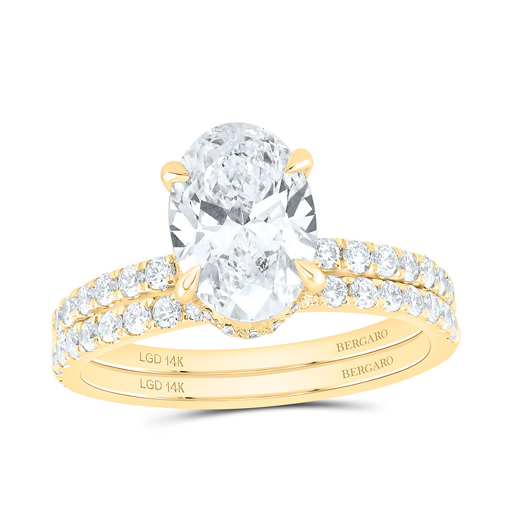 14K Yellow Or White Gold 2 7/8 Cttw Lab Grown Diamond 2 Cttw Center Oval Bridal Set