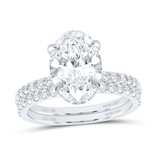 14K Yellow Or White Gold 3 3/4 Cttw Lab Grown Diamond 3 Cttw Center Oval Bridal Set