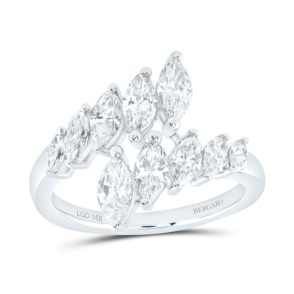 14K Yellow Or White Gold 1 1/2 Cttw Lab Grown Diamond Fashion Marquise Ring
