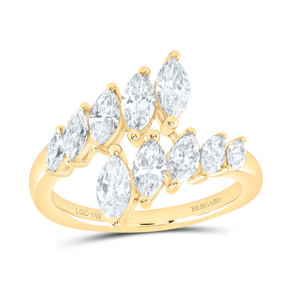 14K Yellow Or White Gold 1 1/2 Cttw Lab Grown Diamond Fashion Marquise Ring