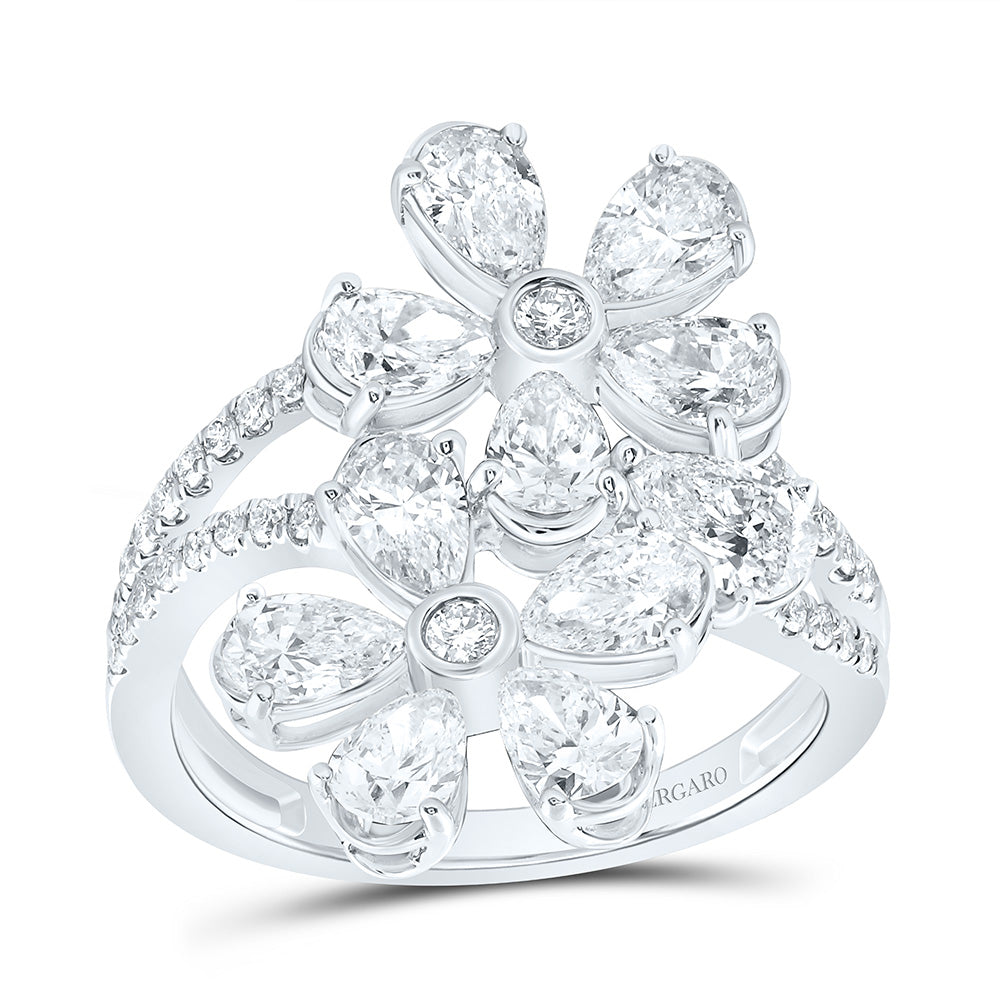 14K Yellow Or White Gold 2 1/2 Cttw Lab Grown Diamond Fashion Flower Ring