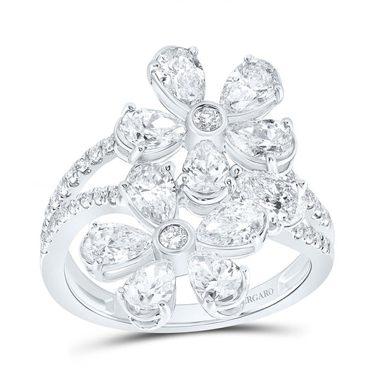 14K Yellow Or White Gold 2 1/2 Cttw Lab Grown Diamond Fashion Flower Ring