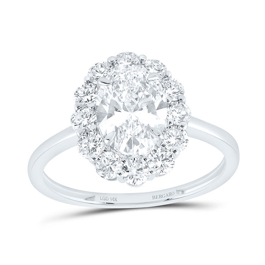 14K Yellow Or White Gold 2 1/3 Cttw Lab Grown Diamond 1 1/2 Cttw Center Oval Engagement Ring