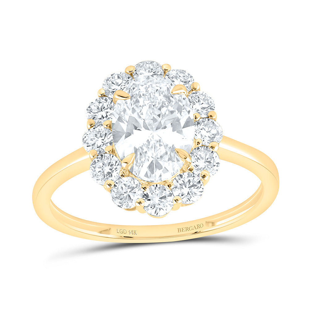 14K Yellow Or White Gold 2 1/3 Cttw Lab Grown Diamond 1 1/2 Cttw Center Oval Engagement Ring