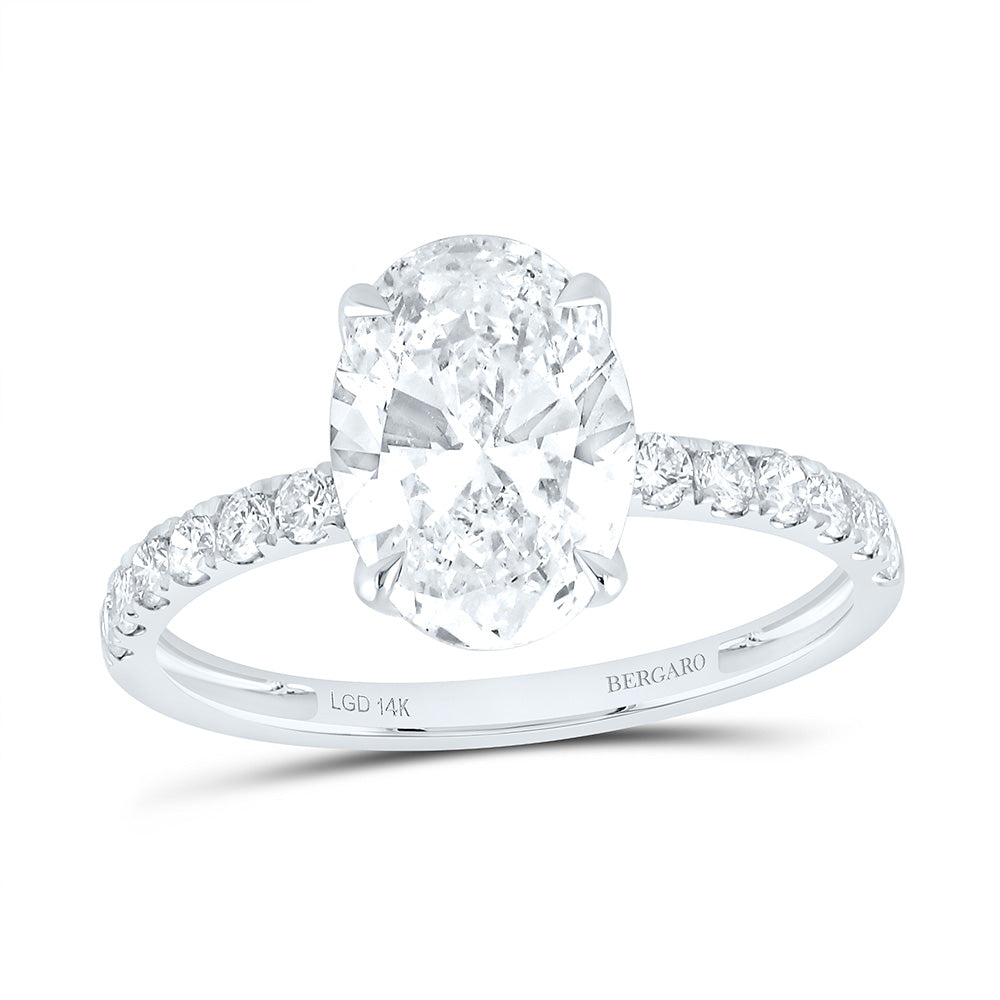 14K Yellow Or White Gold 2 3/8 Cttw Lab Grown Diamond 2 Cttw Center Oval Engagement Ring