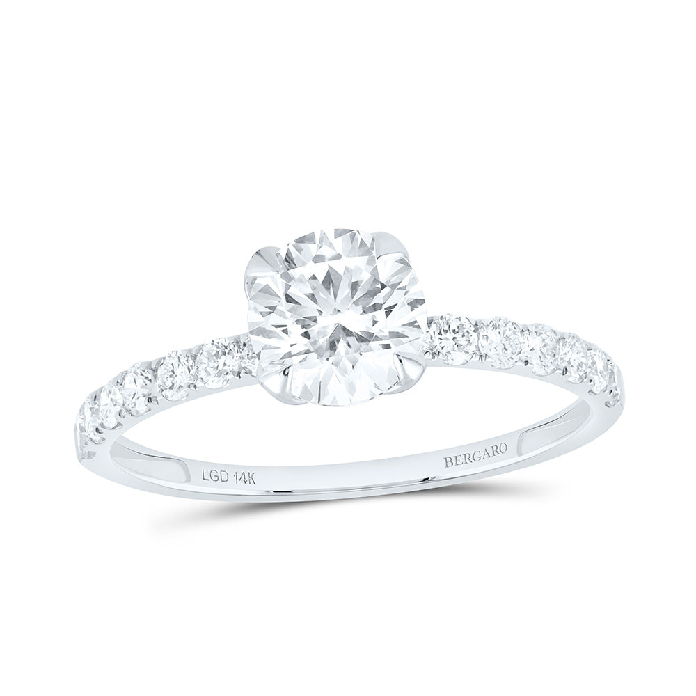 14K Yellow Or White Gold 1 1/3 Cttw Lab Grown Diamond 1 Cttw Center Round Engagement Ring