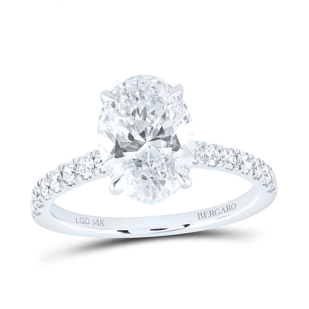 14K Yellow Or White Gold 2 7/8 Cttw Lab Grown Diamond 2 1/2 Cttw Center Oval Engagement Ring
