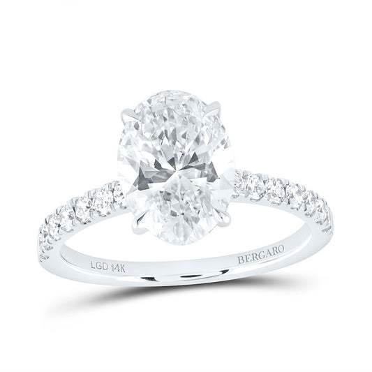 14K Yellow Or White Gold 2 7/8 Cttw Lab Grown Diamond 2 1/2 Cttw Center Oval Engagement Ring