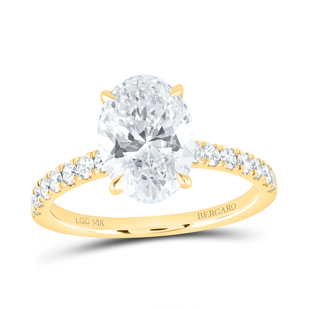 14K Yellow Or White Gold 2 7/8 Cttw Lab Grown Diamond 2 1/2 Cttw Center Oval Engagement Ring