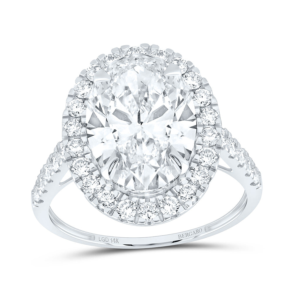 14K Yellow Or White Gold 5 7/8 Cttw Lab Grown Diamond 5 Cttw Center Oval Engagement Ring
