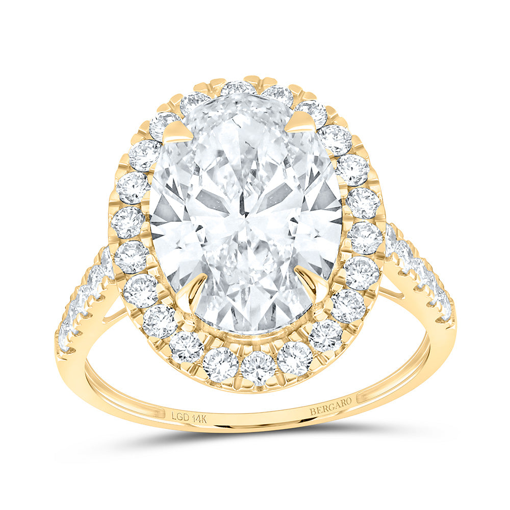 14K Yellow Or White Gold 5 7/8 Cttw Lab Grown Diamond 5 Cttw Center Oval Engagement Ring