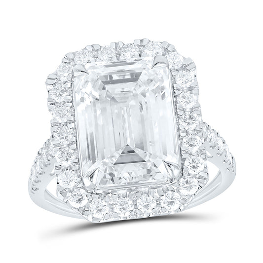 14K Yellow Or White Gold 6 7/8 Cttw Lab Grown Diamond 5 7/8 Cttw Center Emerald Engagement Ring