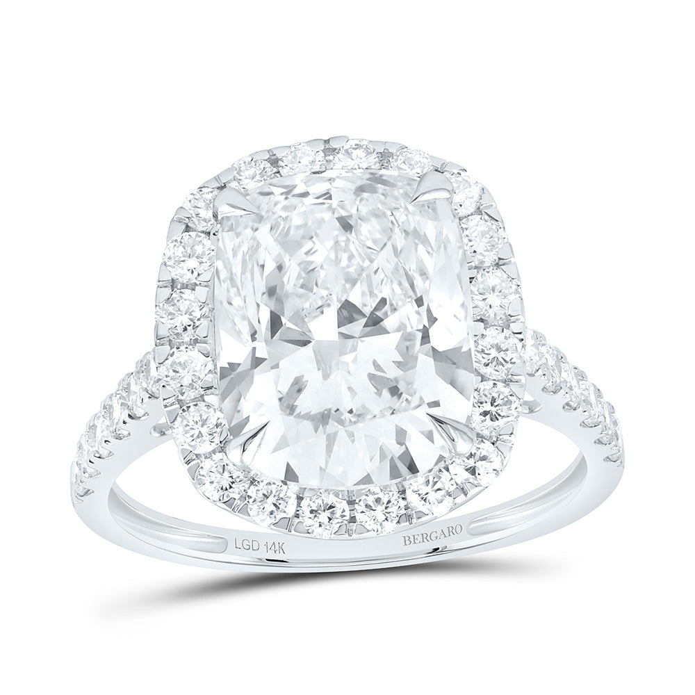 14K Yellow Or White Gold 5 7/8 Cttw Lab Grown Diamond 5 Cttw Center Cushion Engagement Ring