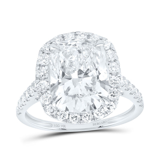 14K Yellow Or White Gold 5 7/8 Cttw Lab Grown Diamond 5 Cttw Center Cushion Engagement Ring